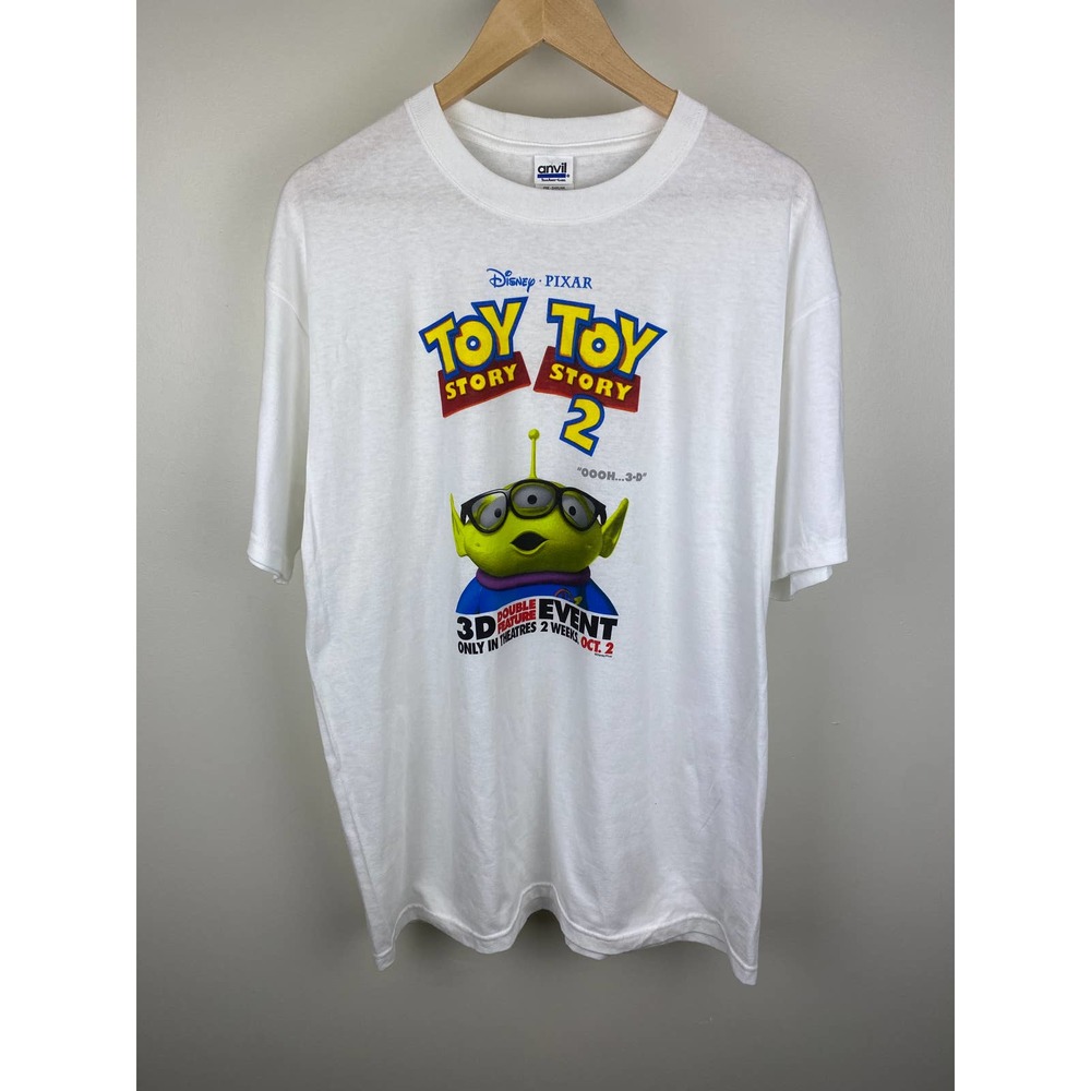 Toy Story 1 and 2 Disney Movie Promo Tee Pixar Double Feature Vintage Aliens- XL
